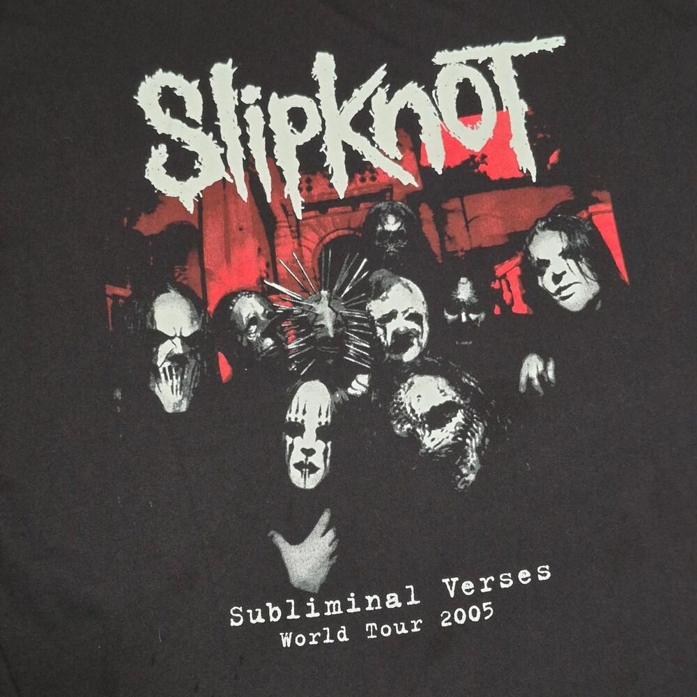Slipknot Men's 2005 Tour Black T-shirt (Reprint)